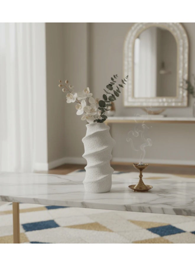AKDC Premium Contemporary Ceramic Decorative Vase – Glossy White Finish with Artistic Abstract Shape for Living Room Décor, 30 × 12 cm - Image 4